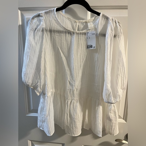 H&M Tops Nwt White Sheer Blouse Poshmark